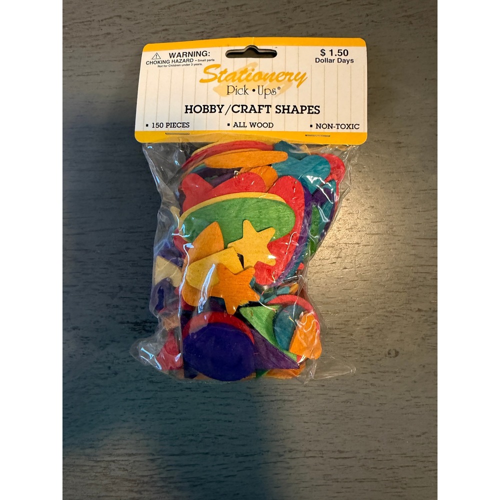 Stationery Pick Ups Hobby Craft Shapes 150 Pieces All Wood Non-Toxic Assorted